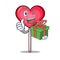 With gift heart lollipop mascot cartoon