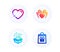 Gift, Hold heart and Heart icons set. Holidays shopping sign. New year, Care love, Love. Gifts bag. Vector