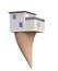 Gift home on icecream . Surprise real estate 3d illustration