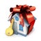 Gift Home and key and red ribbon