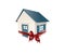Gift - house with red bow - illustration