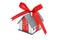 Gift house with red ribbon