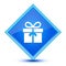 Gift icon isolated on special blue diamond button illustration