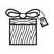 Gift icon vector in simple outline style. Sign of the gift box. The package is tied with bow. Online donation for illustration.