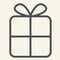 Gift line icon. Christmas present with bow outline style pictogram on white background. New Year giftbox for mobile