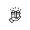 Gift line icon. Hand holding present. Give a gift. Advantage. Vector illustration