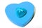Gift love with a blue heart is on the box in the shape of
