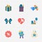 Gift modern colorful shop icons on white