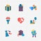 Gift modern colorful shop icons on white