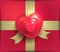 Gift package rose red heart gold ribbon Valentine Day 3D