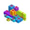 Gift Pile Concept 3d Isometric View. Vector