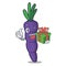 With gift purple carrots in the character shape