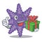 With gift purple starfish in the character shape