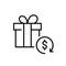 Gift return with money refund. Store shipment service. Pixel perfect, editable stroke