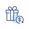 Gift return with money refund. Store shipment service. Pixel perfect icon