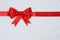 Gift ribbon background with snow in winter for gifts on Christmas
