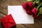 Gift roses and blank paper for valentine day
