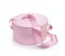 Gift round shape box in pink color against white background