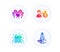 Gift, Sallary and Hold heart icons set. Crowdfunding sign. Present, Person earnings, Friendship. Vector