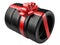 Gift set four tyres with a wrapped red ribbon and bow.