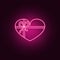 a gift in the shape of a heart icon. Elements of Valentine in neon style icons. Simple icon for websites, web design, mobile app,