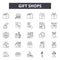 Gift shops line icons, signs, vector set, outline illustration concept