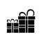 Gift store black glyph icon