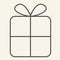 Gift thin line icon. Christmas present with bow outline style pictogram on white background. New Year giftbox for mobile