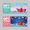 Gift travel voucher, travelling promo card,cute gift voucher certificate coupon design template, travel voucher origami boat