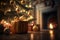 Gift Under Christmas Tree With Ornaments, Blurred Background - Generative AI