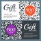 Gift voucher card, vector template with floral background.