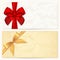 Gift Voucher / coupon template. Red bow (ribbons)