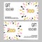 Gift voucher design with golden, black and pink drops.