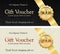 Gift Voucher. Gold Ribbon on an Elegant Background. Badge with Gift Value.