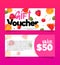 Gift voucher, shopping certificate with fruits