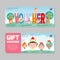 Gift Voucher template with colorful pattern. bright concept. voucher Happy New Year Vector illustration.