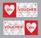 Gift Voucher template, Coupon, discount, for Happy Valentine`s Day, Sale banner, Horizontal layout, discount cards, headers