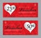 Gift Voucher template, Coupon, discount, for Happy Valentine`s Day, Sale banner, Horizontal layout, discount cards, headers