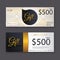 Gift voucher template with gold pattern, Gift certificate. Background design gift