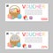 Gift voucher template and modern pattern. Voucher template template with colorful pattern. Easter bright concept. Vector