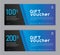 Gift Voucher template, Sale banner, Horizontal layout, discount cards, headers, website, blue background, vector