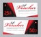 Gift Voucher template, Sale banner, Horizontal layout, discount cards, headers, website, red background
