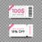 Gift voucher template set. Discount fashion card. Coupon with special offer for shopping or beauty salon. Isolated on transparent