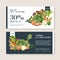 Gift voucher vegetable watercolor paint collection. Fresh food organic healthy design illustration