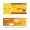 Gift vouchers. Happy smile coupon, promo code ticket. Shopping discount banner with japan style faces. Kawaii design