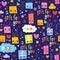 Gift wrapping paper cartoon seamless pattern