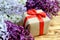 Gift wrapping is on spring background