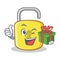 With gift yellow lock character mascot