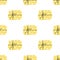 A gift in a yellow package with stars on a white background. Vector seamless pattern