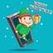 Giftbox Christmas New Year Gift Card Mobile Phone Cartoon Design Vector Illustration